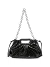Maje Ruched Leather Shoulder Bag In Black