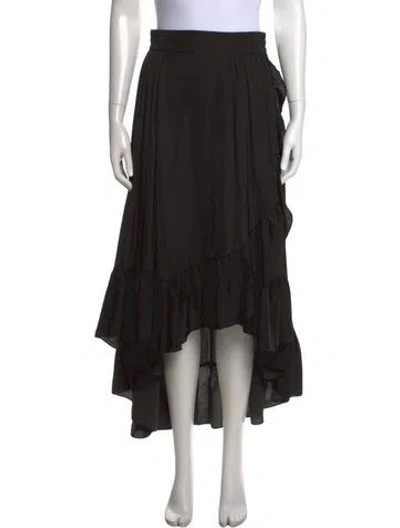 Pre-owned Maje Ruffle Embellishment Long Skirt In Black