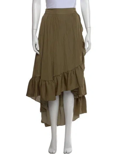 Pre-owned Maje Ruffle Embellishment Long Skirt In Green