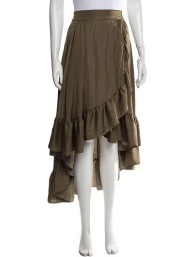 Pre-owned Maje Ruffle Embellishment Long Skirt In Green