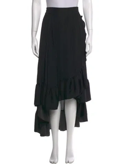 Pre-owned Maje Ruffle Embellishment Midi Length Skirt In Black