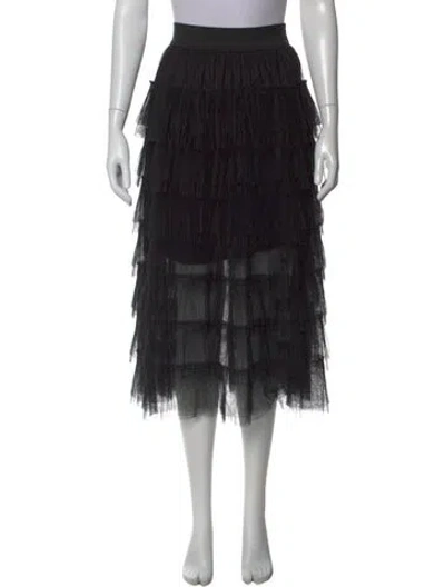 Pre-owned Maje Ruffle Embellishment Midi Length Skirt In Black