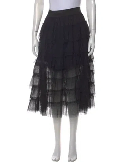 Pre-owned Maje Ruffle Embellishment Midi Length Skirt In Black