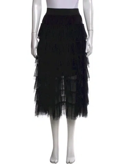 Pre-owned Maje Ruffle Embellishment Midi Length Skirt In Black