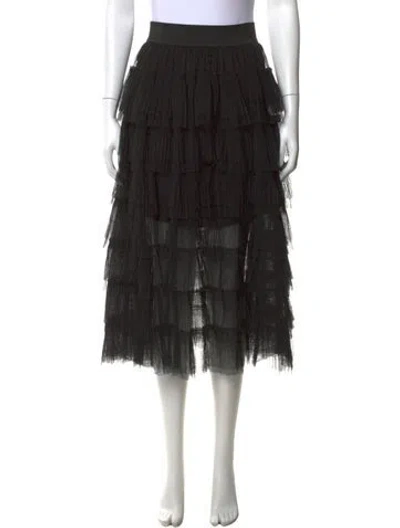 Pre-owned Maje Ruffle Embellishment Midi Length Skirt In Black