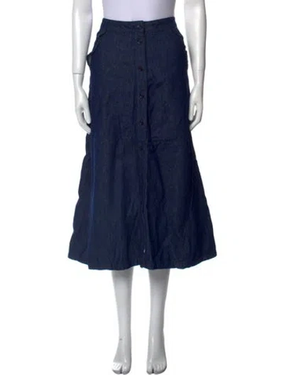 Pre-owned Maje Ruffle Embellishment Midi Length Skirt In Blue