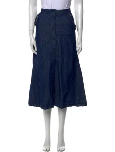 Pre-owned Maje Ruffle Embellishment Midi Length Skirt In Blue