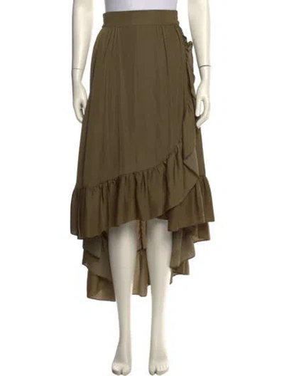 Pre-owned Maje Ruffle Embellishment Midi Length Skirt In Green