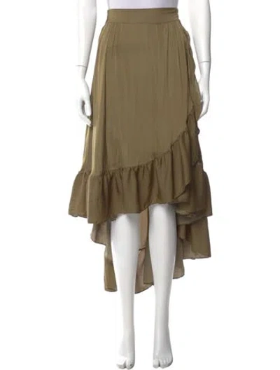 Pre-owned Maje Ruffle Embellishment Midi Length Skirt In Green