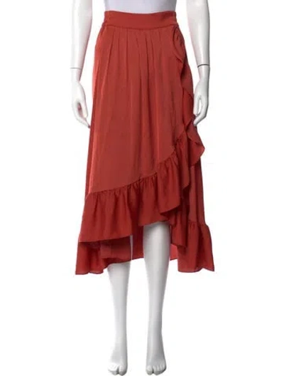Pre-owned Maje Ruffle Embellishment Midi Length Skirt In Orange
