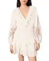 Maje Roilela Embroidered Ruffle Mini Dress In Ecru