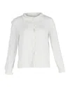 Maje Ruffled Buttoned Blouse In White Cotton In White