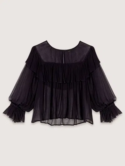MAJE RUFFLED CHIFFON TOP
