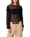 Maje Litan Gathered Sheer Blouse In Black