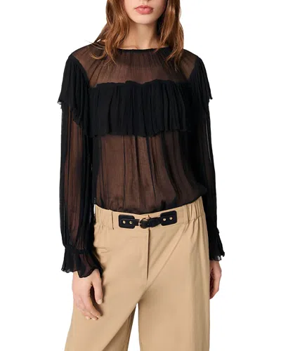 MAJE RUFFLED CHIFFON TOP