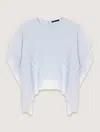 Maje Licapa Tiered Ruffle Blouse In Blue Sky