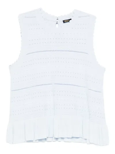 Maje Ruffled Knitted Top In Animal Print