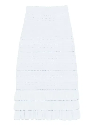 Maje Ruffled Midi Skirt In Blue