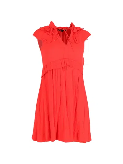 Pre-owned Maje Ruffled Mini Dress In Red
