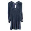 Maje Ruffled Satin Mini Dress In Navy Blue Polyester In Blue
