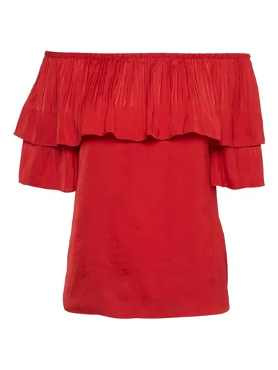Pre-owned Maje Ruffled Top In Red