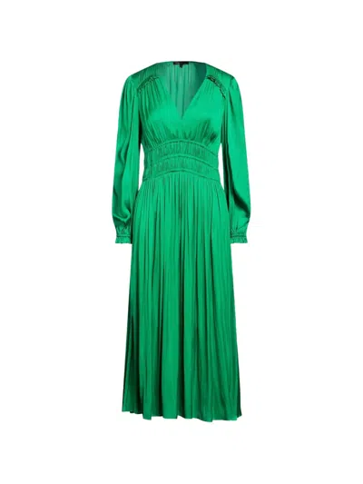 Pre-owned Maje Ruffled-detail Midi Dress In Green