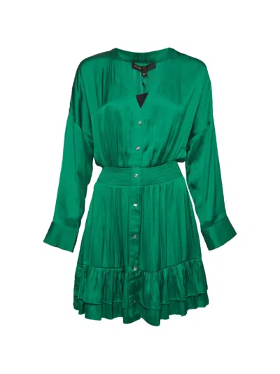 Pre-owned Maje Rumia Ruffled Mini Dress In Green