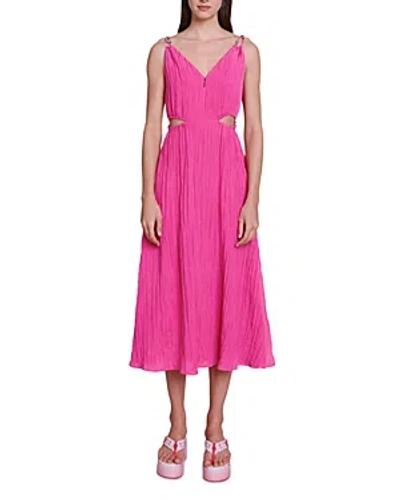 Maje Runeti Cutout Midi Dress In Pink