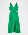 Maje Satin-look Maxi Dress In Green