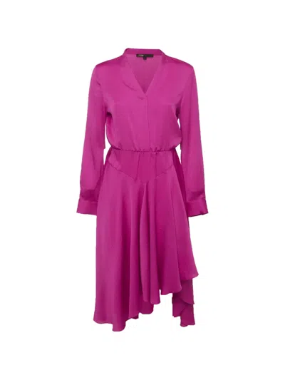 Pre-owned Maje Rushia Asymmetric Midi Dress In Pink