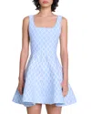 Maje Russel Wave Knit Mini Dress In Blue/white