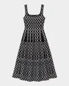 Maje Jacquard Knit Midi Dress In Black / White