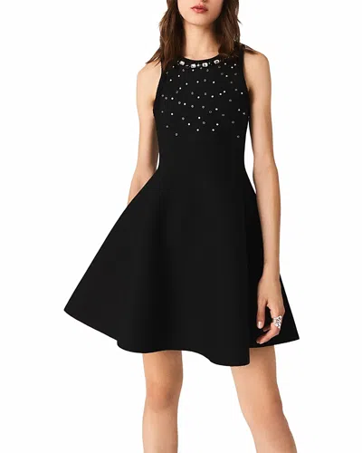 Maje Ruxel Embellished Skater Dress In Black