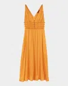 Maje V-neck Midi Dress In Orange