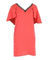 MAJE RYSANDRE FLUTTER-SLEEVE DRESS IN RED POLYESTER
