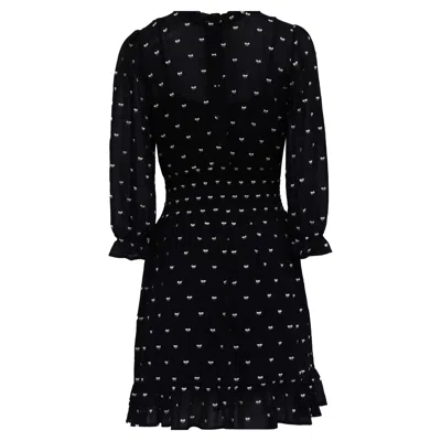 Maje Rythonoeud Bow Print Mini Dress In Black Polyester