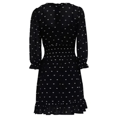 Pre-owned Maje Rythonoeud Bow Print Mini Dress In Black Polyester