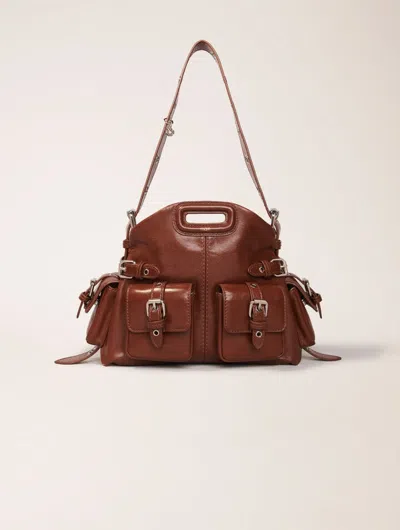 Maje Sac Miss M Mini Cargo En Cuir Use In Marron