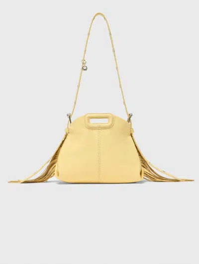 Maje Miss M Mini Leather Shoulder Bag In Yellow