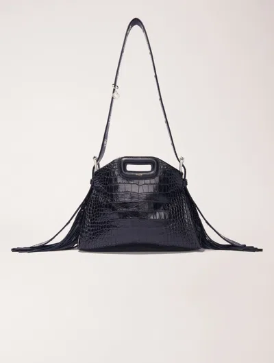 Maje M Quilted Leather Shoulder Bag In Noir