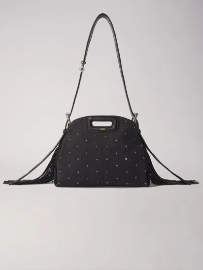 Maje Sac Miss M Mini En Denim À Strass In Noir