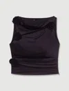 Maje Satin-effect Draped Top In Black