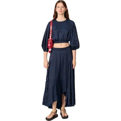 MAJE MAJE SATIN-EFFECT MAXI SKIRT