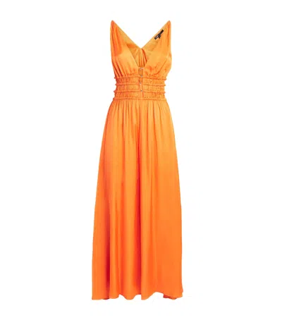Maje Satin-effect Midi Dress In Yellow