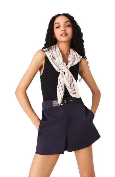 Maje Satin-effect Shorts In Blue