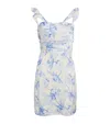 Maje Satin Floral Mini Dress In Blue