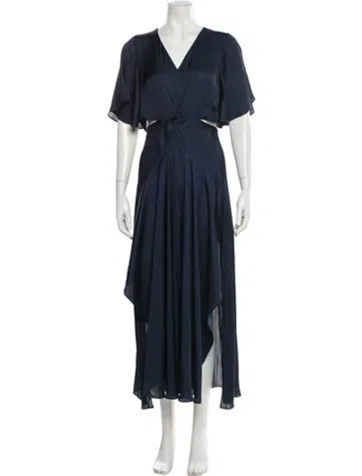 Pre-owned Maje Satin Long Dress In Blue