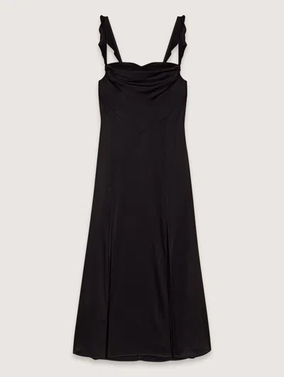 Maje Satin-look Maxi Dress In Black