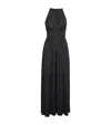 Maje Revilly Pleated Satin Maxi Dress In Black