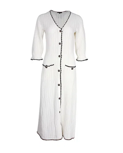 Maje Scallop-trim Knitted Dress In Beige Viscose